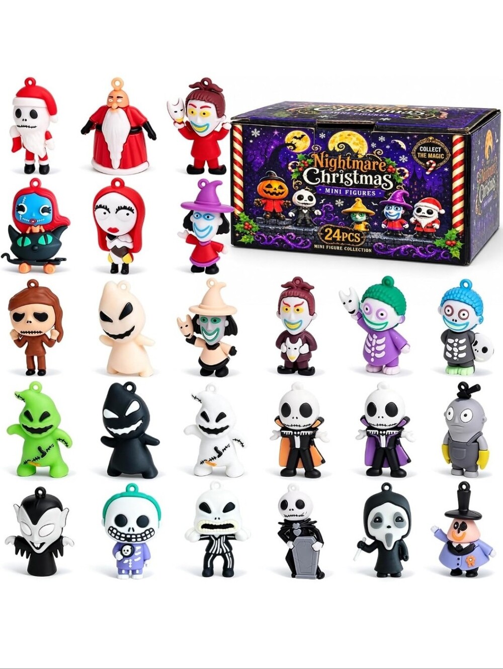 Nightmare Christmas Mini Figures - 24pc Kids Toy Set (Multicolor)